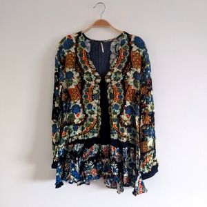 Free people printed boho tunic smock dress sz S